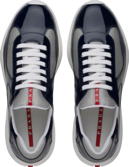 Prada Patent Navy & Silver 'Americas Cup' Sneakers